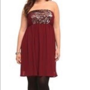 Torrid Maroon strapless dress